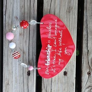 Our Friendship is Priceless Red and White Decor Sign Hanger